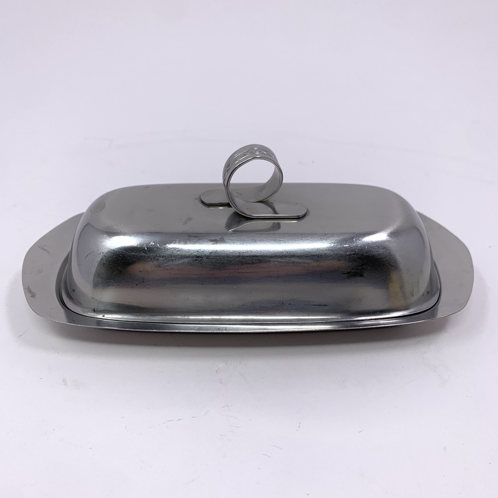 Gense Ranka Pattern Sven Arne Gillgren Design Butter Dish Sweden Stainless Steel